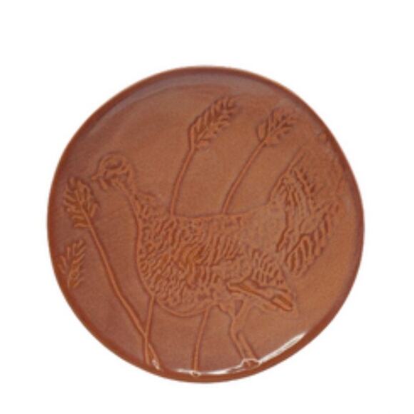 Threshold 6" stoneware turkey dessert appetizer plate brown rust fall set of 2 - Picture 2 of 6